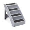 Foldable Pet Ladder, Dog Stairs with 4 Nonslip Steps, Dog Cat Ramp for High Bed Chair Car Sofa, Modern Gray