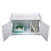 Cat Washroom Bench, Wood Litter Box Cover with Spacious Inner, Ventilated Holes, Removable Partition, Easy Access, White